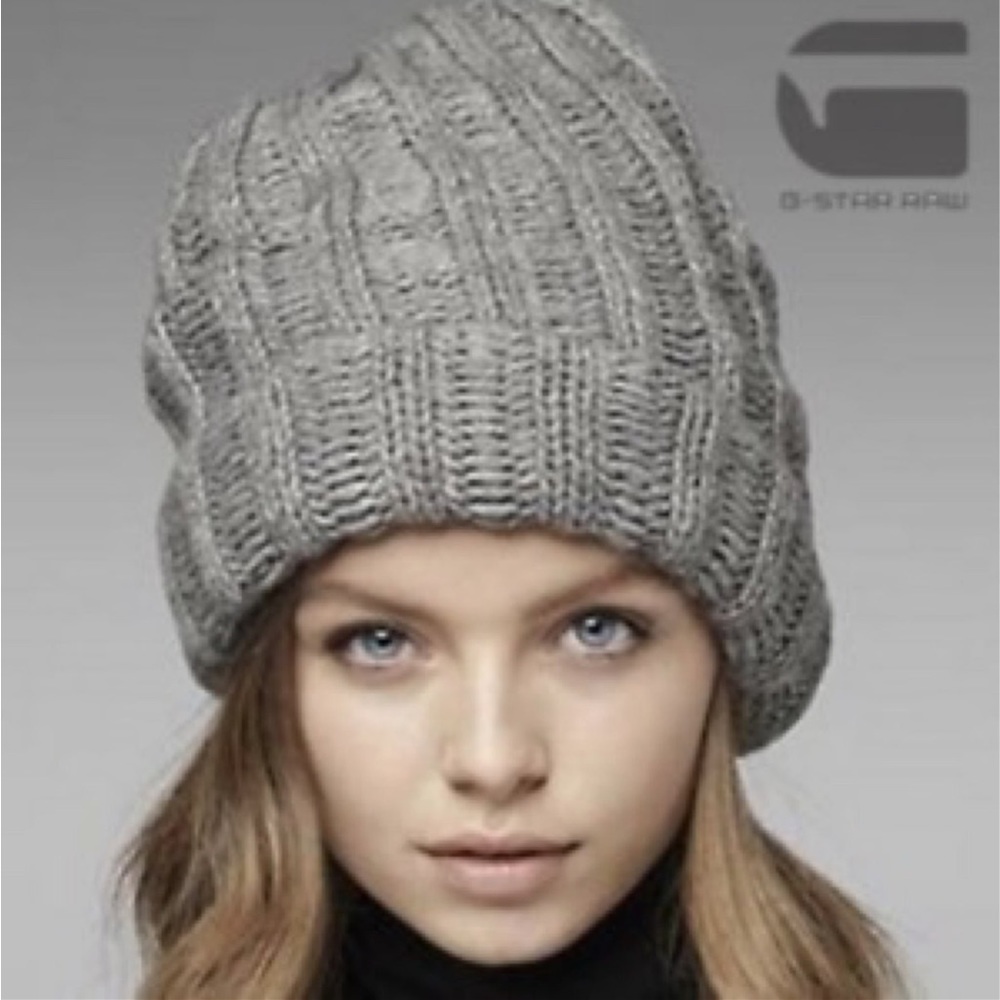 G STAR RAW THICK KNIT BEANIE GREY OS
